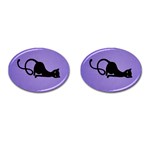Purple Gracious Evil Black Cat Cufflinks (Oval)