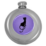 Purple Gracious Evil Black Cat Hip Flask (Round)