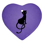 Purple Gracious Evil Black Cat Heart Ornament (Two Sides)