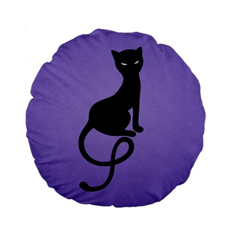 Purple Gracious Evil Black Cat 15  Premium Round Cushion  from ZippyPress Front