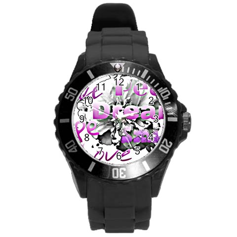 Live Peace Dream Hope Smile Love Plastic Sport Watch (Large) from ZippyPress Front