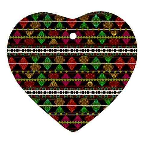 Aztec Style Pattern Heart Ornament from ZippyPress Front
