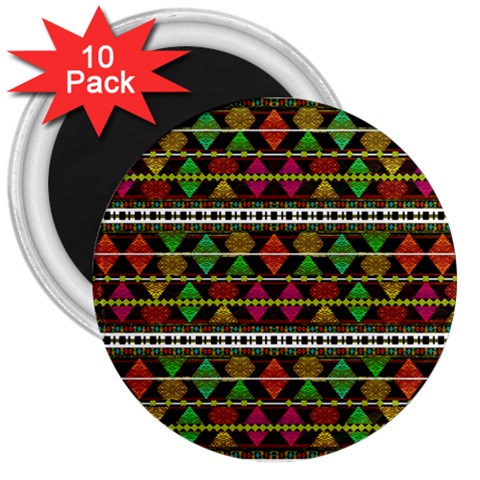 Aztec Style Pattern 3  Button Magnet (10 pack) from ZippyPress Front