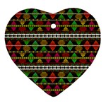 Aztec Style Pattern Heart Ornament (Two Sides)