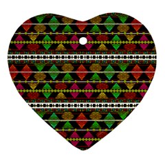 Aztec Style Pattern Heart Ornament (Two Sides) from ZippyPress Back
