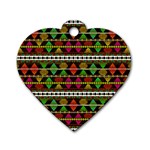 Aztec Style Pattern Dog Tag Heart (Two Sided)