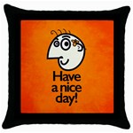 Have A Nice Day Happy Character Black Throw Pillow Case