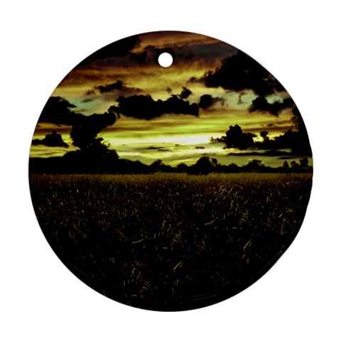 Dark Meadow Landscape  Round Ornament from ZippyPress Front