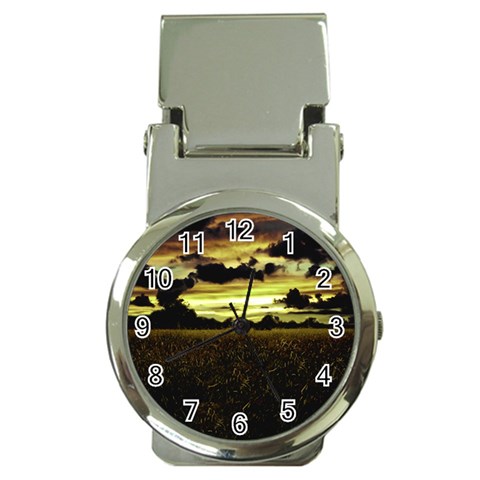 Dark Meadow Landscape  Money Clip with Watch from ZippyPress Front