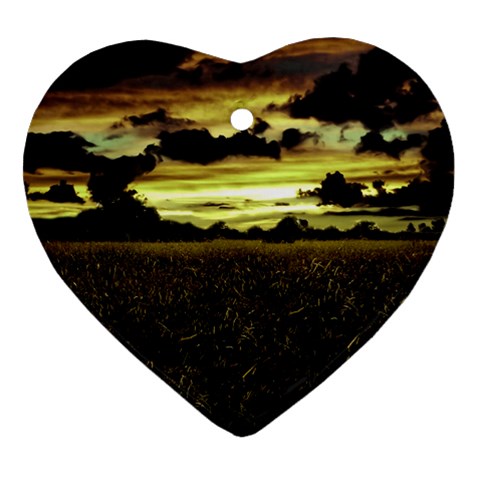 Dark Meadow Landscape  Heart Ornament (Two Sides) from ZippyPress Front
