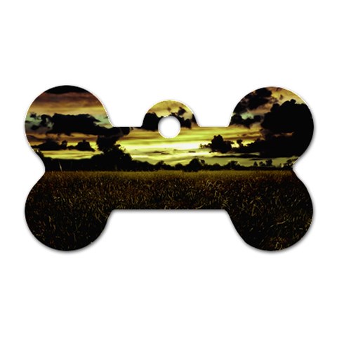 Dark Meadow Landscape  Dog Tag Bone (Two Sided) from ZippyPress Front