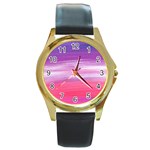 Abstract In Pink & Purple Round Leather Watch (Gold Rim) 