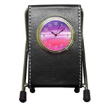 Abstract In Pink & Purple Stationery Holder Clock