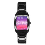 Abstract In Pink & Purple Stainless Steel Barrel Watch