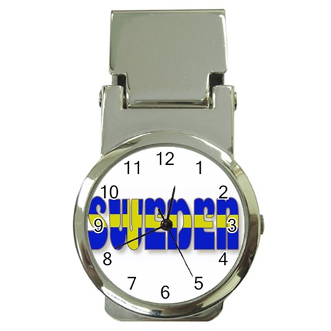 Flag Spells Sweden Money Clip with Watch from ZippyPress Front