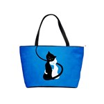 Blue White And Black Cats In Love Large Shoulder Bag