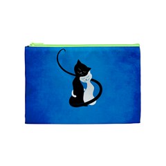 Blue White And Black Cats In Love Cosmetic Bag (Medium) from ZippyPress Front