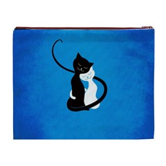 Blue White And Black Cats In Love Cosmetic Bag (XL) from ZippyPress Back