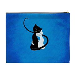 Blue White And Black Cats In Love Cosmetic Bag (XL) from ZippyPress Back