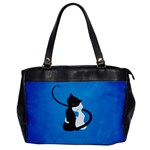 Blue White And Black Cats In Love Oversize Office Handbag (One Side)