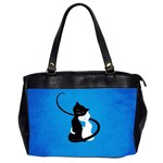 Blue White And Black Cats In Love Oversize Office Handbag (Two Sides)
