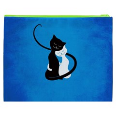 Blue White And Black Cats In Love Cosmetic Bag (XXXL) from ZippyPress Back