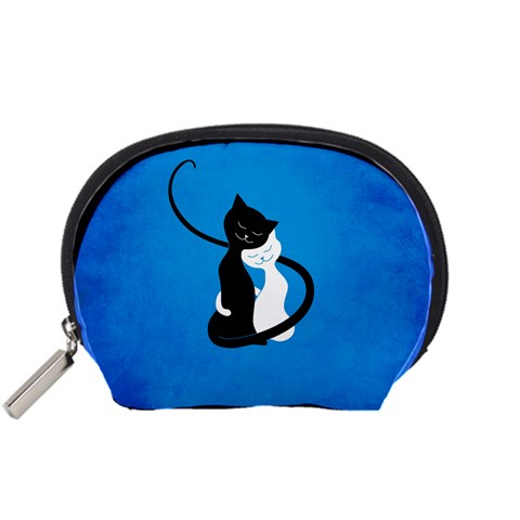 Blue White And Black Cats In Love Accessories Pouch (Small) from ZippyPress Front