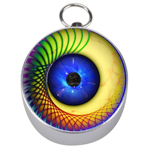 Eerie Psychedelic Eye Silver Compass from ZippyPress Front