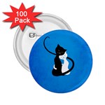 Blue White And Black Cats In Love 2.25  Button (100 pack)