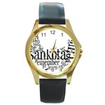 Sankofashirt Round Leather Watch (Gold Rim) 