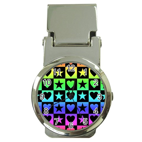 Rainbow Stars and Hearts Money Clip with Watch from ZippyPress Front