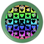 Rainbow Stars and Hearts Wall Clock (Color)