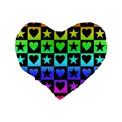 Rainbow Stars and Hearts Standard 16  Premium Heart Shape Cushion  from ZippyPress Back