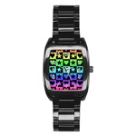 Rainbow Stars and Hearts Stainless Steel Barrel Watch