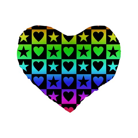 Rainbow Stars and Hearts Standard 16  Premium Flano Heart Shape Cushion  from ZippyPress Front