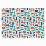 Blue Colorful Cats Silhouettes Pattern Large Glasses Cloth (2-Side)