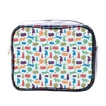Blue Colorful Cats Silhouettes Pattern Mini Toiletries Bags