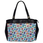 Blue Colorful Cats Silhouettes Pattern Office Handbags