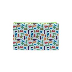 Blue Colorful Cats Silhouettes Pattern Cosmetic Bag (XS) from ZippyPress Back