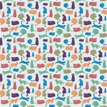 Blue Colorful Cats Silhouettes Pattern Canvas 12  x 12  