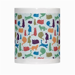Blue Colorful Cats Silhouettes Pattern White Mugs from ZippyPress Center