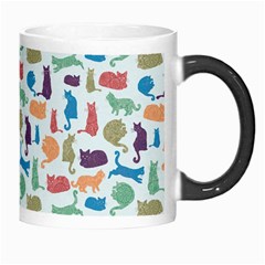 Blue Colorful Cats Silhouettes Pattern Morph Mugs from ZippyPress Right