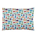 Blue Colorful Cats Silhouettes Pattern Pillow Cases