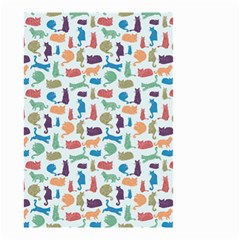 Blue Colorful Cats Silhouettes Pattern Small Garden Flag (Two Sides) from ZippyPress Front