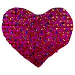 Polka Dot Sparkley Jewels 1 Large 19  Premium Heart Shape Cushions