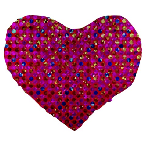 Polka Dot Sparkley Jewels 1 Large 19  Premium Flano Heart Shape Cushions from ZippyPress Front