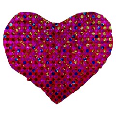 Polka Dot Sparkley Jewels 1 Large 19  Premium Flano Heart Shape Cushions from ZippyPress Back