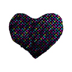 Polka Dot Sparkley Jewels 2 Standard 16  Premium Flano Heart Shape Cushions from ZippyPress Back