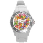 Psychedelic Goat Round Plastic Sport Watch (L)