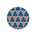Orange shapes on a blue background			Rubber Round Coaster (4 pack)